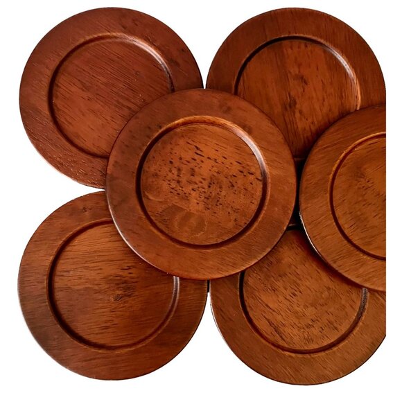 SET of 8 - Pier 1 One Medium/ Dark Wood Grain Coasters - Picture 9 of 12